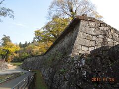 さて昼食後は熊本県の人吉城へ向かいました。

飫肥から北へ山道を３０ｋｍほどすっ飛ばし（危険ですから止めましょう）、

宮崎自動車道、田野ＩＣから毎時１２０ｋｍで巡行（途中速度違反で覆面に捕まっている車を見ました・・・危険ですので止めましょう）、えびのＪｃｔで九州自動車道に入り加久藤トンネルを抜け人吉に到着です。

駐車場から本丸方向へ入るとすぐにこの「武者返し」のある石垣が目に入ります。

江戸末期の造りですね。

