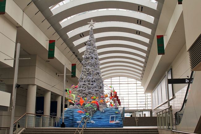 7時ちょうどにショッピングモールへの通路がオープンしたので、モールを使って駅まで近道♪<br />今年初めて見たクリスマスツリー☆彡<br />まだ11月半ばだけれど、年々クリスマスモードって早くなるよね～