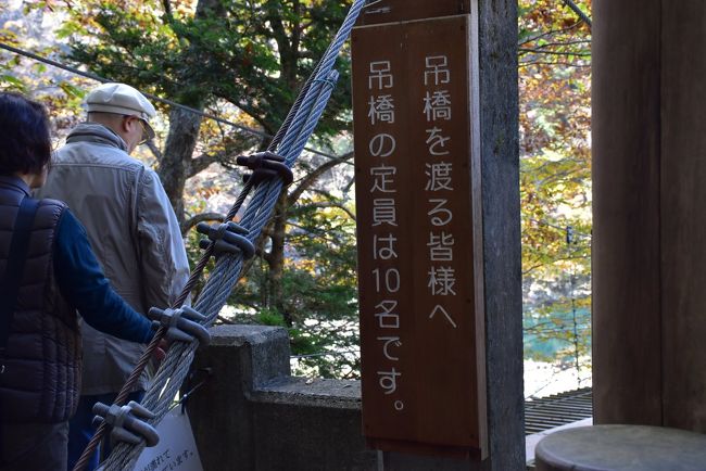 吊橋の定員は１０名<br /><br />係員が10名づつ案内しています。<br />