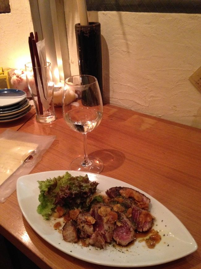 夜も、行ってみました。マグロのステーキ。サイコー(^o^)/