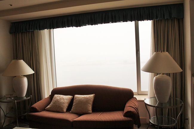 窓の外は真白。<br />さすが、海方面は何も見えないね～～