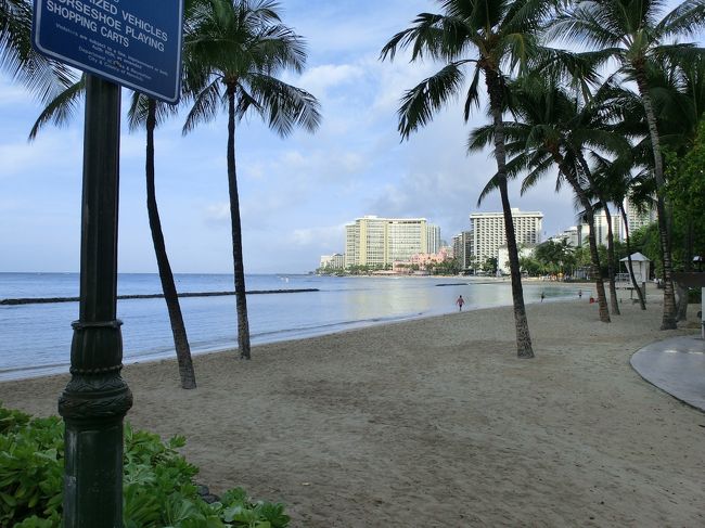 朝食を終えて、ビーチを歩きながら。