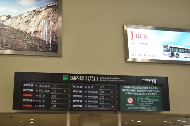 　仙台行きは午前8時出発です。<br />　その前に、ANAとJALの羽田行きがあります。<br />　保安検査場は結構混んでいました。
