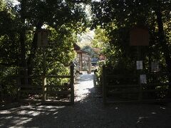宗像神社の鳥居を背に左手前方に厳島神社の参道入り口があります。神社は九条池の中ノ島にあります。
