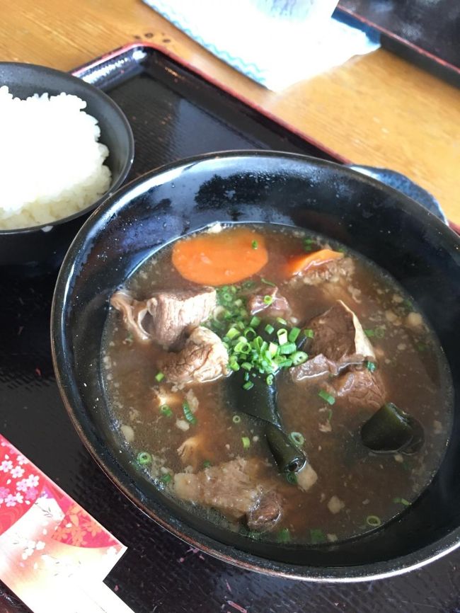 二人とも石垣牛牛汁定食を注文。結構肉肉しくモツとかも入ってて意外にも美味しい。