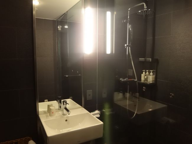 洗面台の右側にシャワーブースがあります。