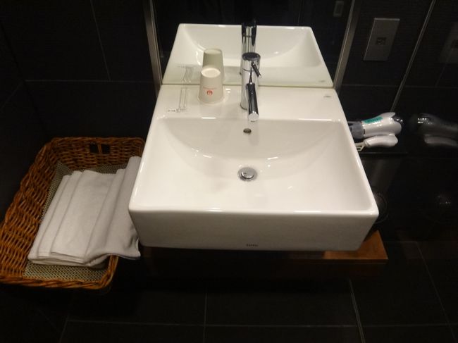 シャワールームの洗面台の写真。