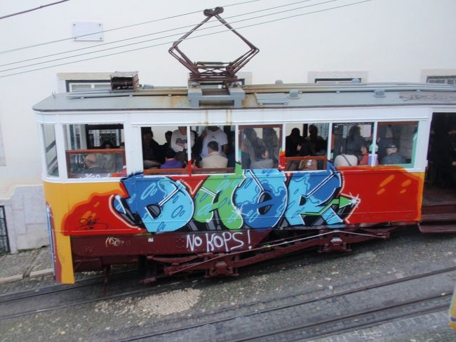 ケーブルカーはこの斜面を走ります。