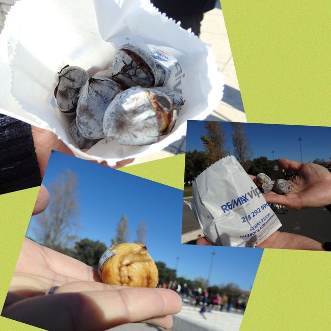 焼き栗　２.５ユーロ<br />１０個は入っていたと思う。<br />ホクホクで美味しいんだけど、口の中の水分が無くなるのよ。<br />お水は持っておいた方がいいかも。<br /><br />これで結構お腹が満たされた。