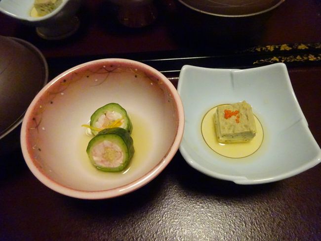 カニ味噌豆腐とカニのきゅうり巻き