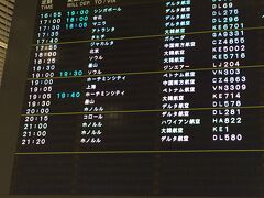 成田空港の出発便案内。
２０時発　デルタ　DL578