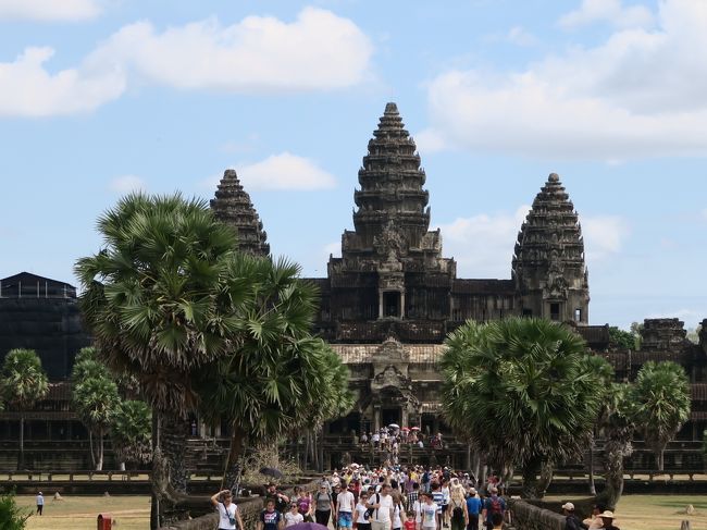 西参道は整った3本の塔がへ真っすぐに延びている。<br /><br />この時間帯は入場する人と退場する人が入れ替わり立ち替わりといった状況だ。