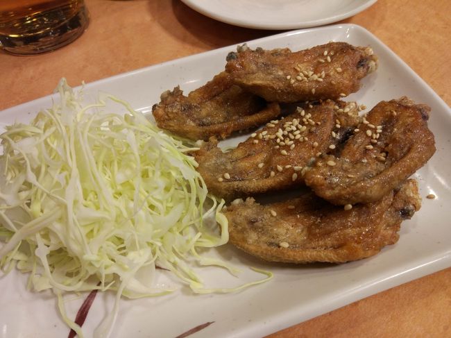 手羽先唐揚げ（５本）　４５０円<br /><br />出て来るまで、少々時間がかかりました。その分、揚げたてでした。<br /><br />