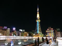 夜は夜景を見に栄へ。
オアシス21からライトアップした名古屋テレビ塔が見える。