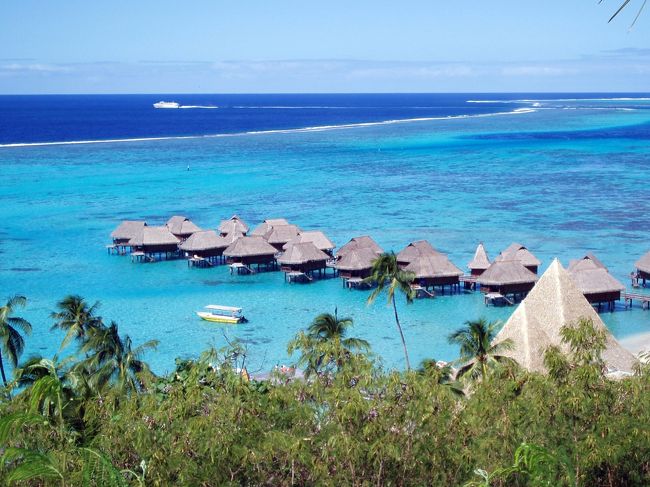 モーレア島で一番美しい水上コテージの景色だそうです。