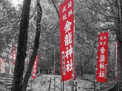 金龍神社。
自然の中に現れるこの人工的な神社の赤、実はちょっと怖いと感じてしまう。日本的ホラーの映像を思い起こしてしまうのかもしれません。