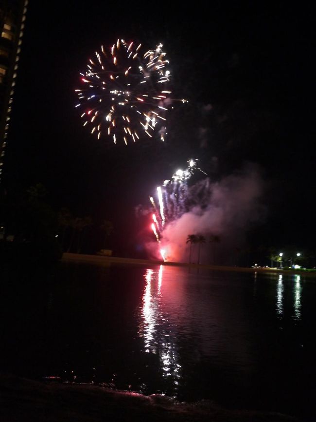 砂浜に座って４人で花火鑑賞<br /><br />すぐそこで上がっているので、すごい音と迫力！！