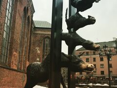 ブレーメンの音楽隊です。
リガはドイツのブレーメンと姉妹都市なのでブレーメンからリガに贈られたものだそうです。
像に触ると幸せになれるという言い伝えがあるので触った部分の色が変わっています。私もロバの鼻に触れてみました。
ちょっと顔が怖いです。
