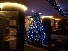 ナポリのホテルに戻って夕食です。ここにもクリスマスツリーがありました。