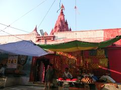 ドゥルガー寺院の屋根が、向こうに見える。
中の写真は禁止だったので、これだけ。

…寺院めぐりを終えたら、一度、宿へ戻って。
暗くなったら、いよいよプジャを観に行くために、舟に乗る。