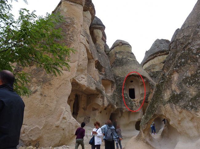 そうそう、この赤印の部分、以前は梯子がかけられていて<br /><br />登れるようになってたんだって。