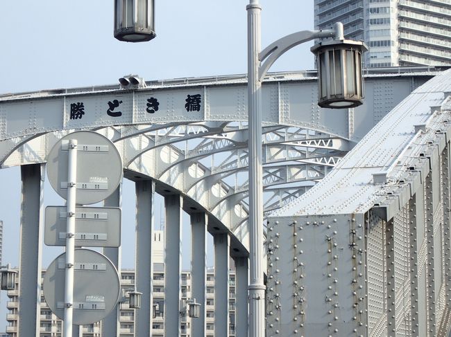 勝鬨橋を渡りながら、大きく撮影