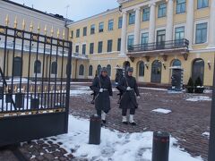 ウスペンスキ寺院の丘を下り、「フィンランド共和国大統領官邸」の前を通ると、こじんまりとした衛兵交代式が行われていました。