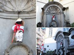 [Manneken-Pis　小便小僧]

17世紀にJ. デュケノワによって作られた噴水彫像。
ブリュッセルの最長老市民と呼ばれ、
「マヌカン・ピス」や「プチ・ジュリアン（ジュリアン君）」の愛称で親しまれている。
今までに2度盗難に遭っている。
世界一の衣装持ちとも言われており、世界中から贈られた衣装のコレクションは
グランプラスにある王の家・ブリュッセル市立博物館で見ることができる。
《ベルギー観光局ワロン・ブリュッセルより》 

ジュリアン君、本日のお召し物はこんな感じです。
コペンハーゲンの《人魚姫》、シンガポールの《マーライオン》と合わせて
世界三大がっかり名所と言われおりますね＾＾