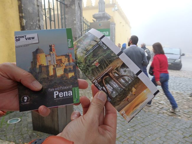 チケット売り場から約５００メートル坂を上ったところにペーナ宮殿はあるそうです。<br />元気なら歩くのですが、今回夫の体調が悪いのでバスの往復（３ユーロ／人）チケットも一緒に購入しました。<br /><br />ちなみにペーナ宮殿の外観はこんな感じだと、頭に入れておいて下さいね。