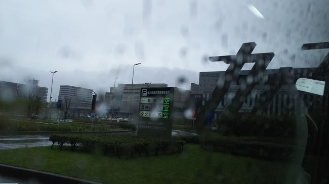 ラウンジでお茶していたら、送迎バス到着しましたと案内がありました。<br /><br />駅まで５分、叩きつけるような大雨…