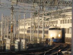 翌朝、ややオレンジがかった朝日に照らされる新大阪駅のホームに、６両編成の短い新幹線がやってきました。
福山からの｢こだま620号｣が到着です。