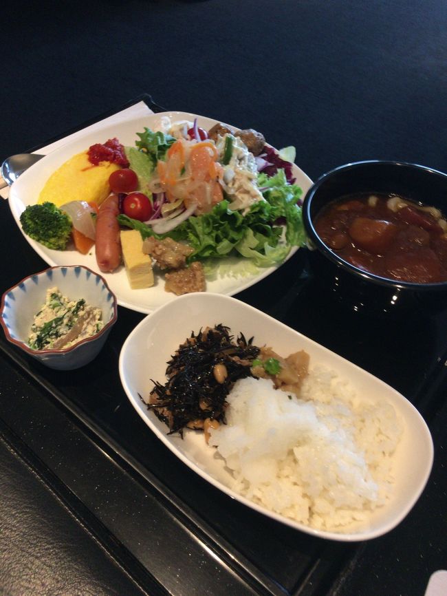 Ｄｉｎｉｎｇｈはありませんが、ミールは充実してました。ホットミールもいろいろ注文できるので、朝からがっつりカツカレーうどんを注文（汗