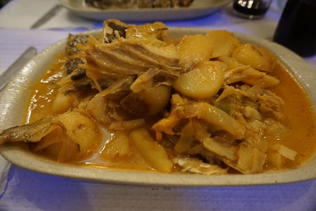 本日の料理、タラと野菜の料理。