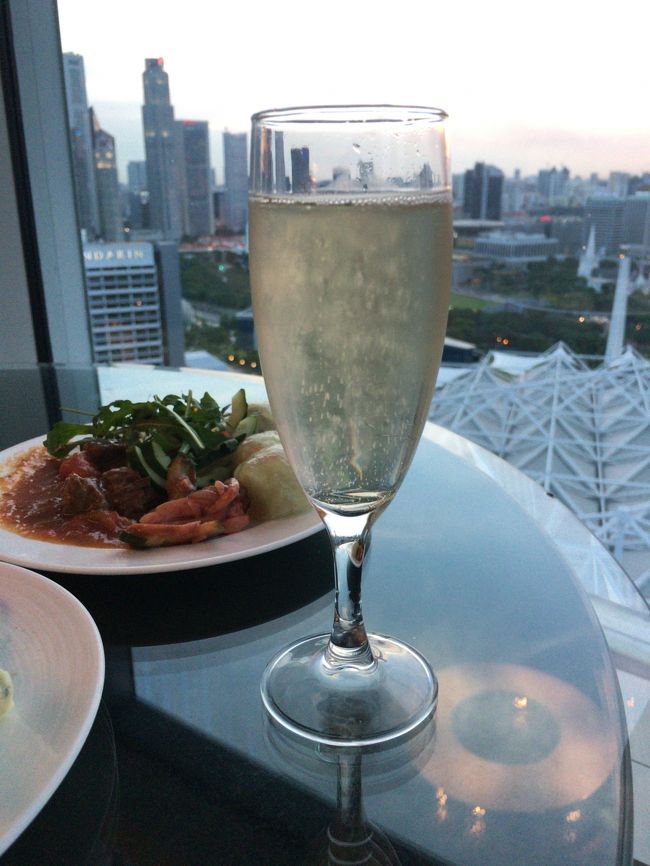 そのままカクテルタイムへ突入。３０分しか合間が無いので、ほとんどの人がハイティからカクテルタイムへ繋がってます。スパークリングワインをいただきました。