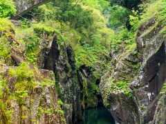 神橋を眺めます。
旅行記の最初の写真で出てきた二つの橋とこの神橋の建設された時代は
神都高千穂大橋・・・平成
高千穂大橋・・・・・昭和
神橋・・・・・・・・大正
という風に、時代と共に技術の進歩から高い橋が建てられるようになったとか。
昭和と平成では構造が変わっていないので、単に建設技術の進歩かな?
でも大正と昭和の違いは構造計算と軽量化の違いが表れていますね。
