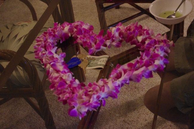 昨晩、ヒルトンで頂いたレイ。。<br /><br />何時ものごとくホテルに感謝の意を込めて、チップとともに置いて行きます。。