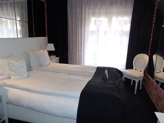 部屋中鏡張りでおしゃれになっている。<br />窓は2枚あった。<br />ヨーロッパのホテルはどこも<br />暖房器のパイプがあった。<br />部屋やバスルームにあり洗濯物はすぐ乾いた。