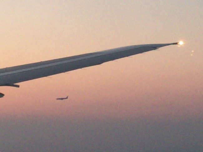 羽田寸前。別滑走路へ入る機体と並んで着陸態勢