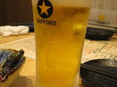 19:00　夕食＠らいおん丸福知山駅前店
鴨すきの名店「鳥名子」へ行ったら満席で、あわや夕食難民になるところでした。
竹田城跡への登山がしんどかったので、ビールが美味しい♪