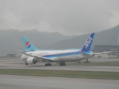 25Lには大韓航空のB747-8iとANAのB787-9の姿が。ANA以外利用の時に海外でANAのB787-9は見たくない…。