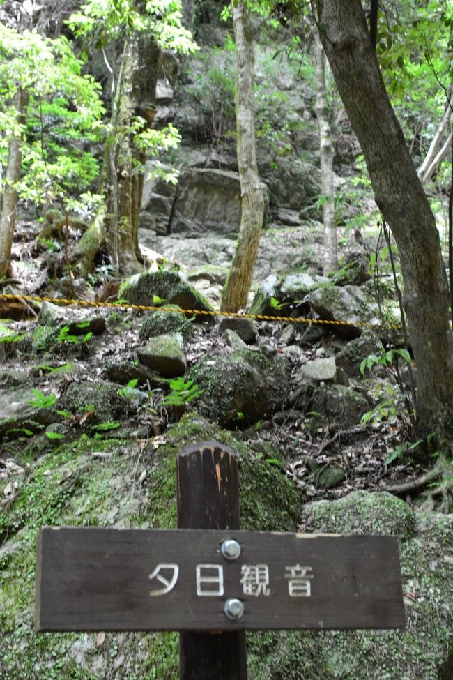 夕日観音　　岩に２体の観音様が彫られています<br /><br />　　夕日に映える　　鎌倉時代の作　