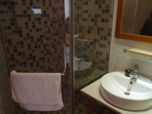 バスルームも洗面台にシャワーブースとシンプルです。