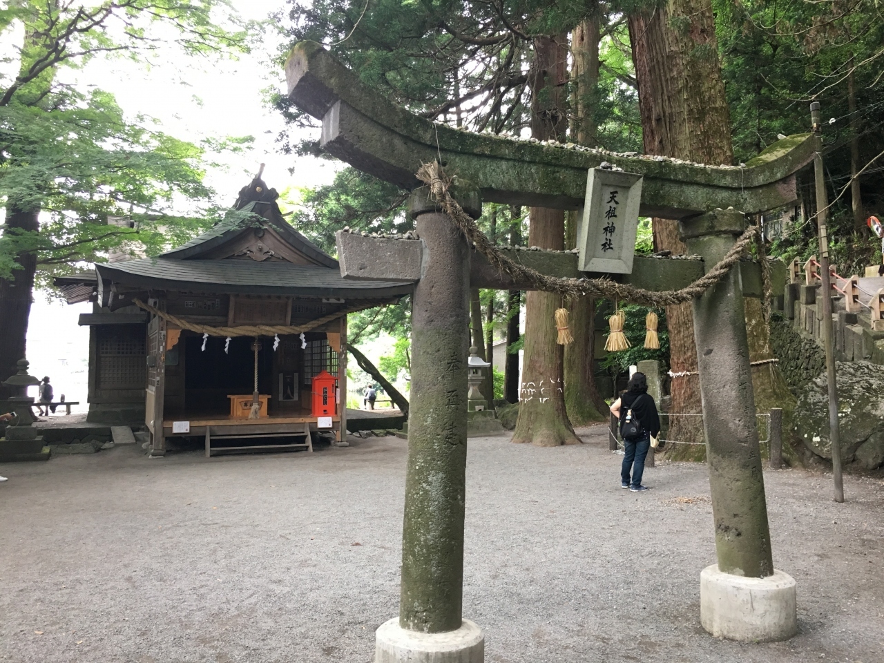 湖畔には天祖神社が鎮座しています。
