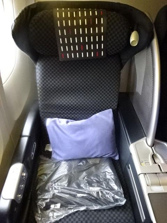 窓側（富士山側）を予約しました。<br />既に通路側には恰幅の良い男性が座っていて、この方がどうやら修行僧らしく、乗ってきたこの機体で日本に帰るとか。<br />帰りも同じ席を予約しているとかで、その席がイヤホンの音が聞こえないとかで、ＪＡＬの予約センターに大声で機内から電話をしていました。