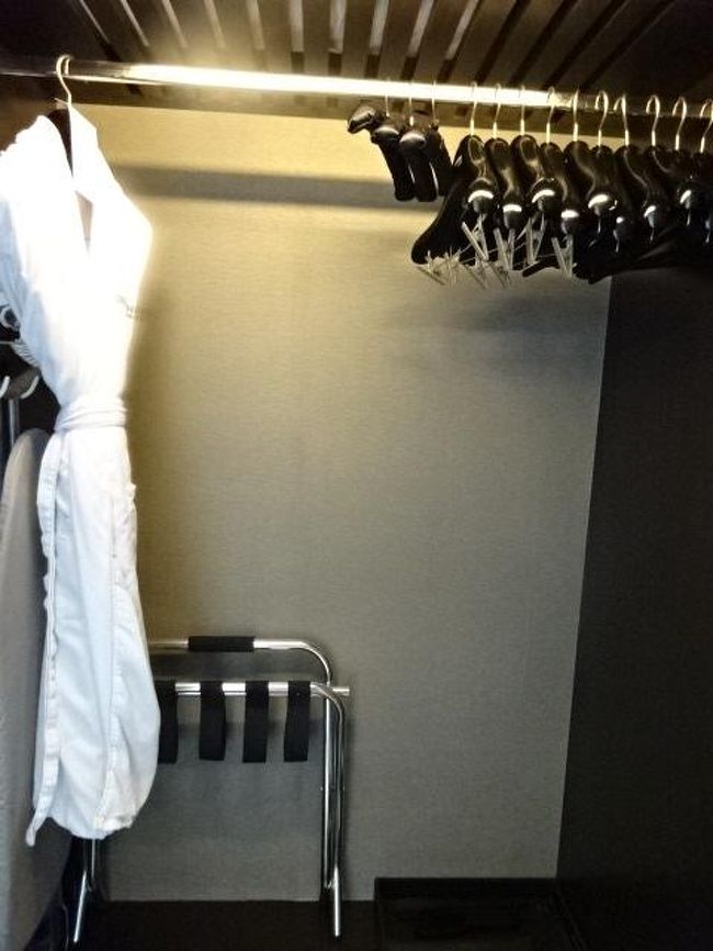 クローゼット。重厚感のあるハンガーがいっぱいあってうれしい。