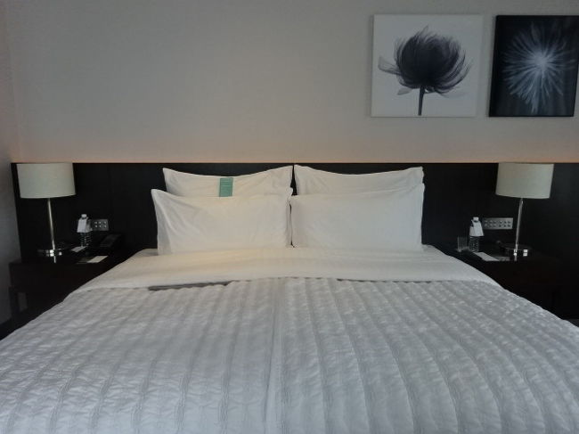 ベットを正面から見た感じ。キングサイズのベット、寝心地よかったです。