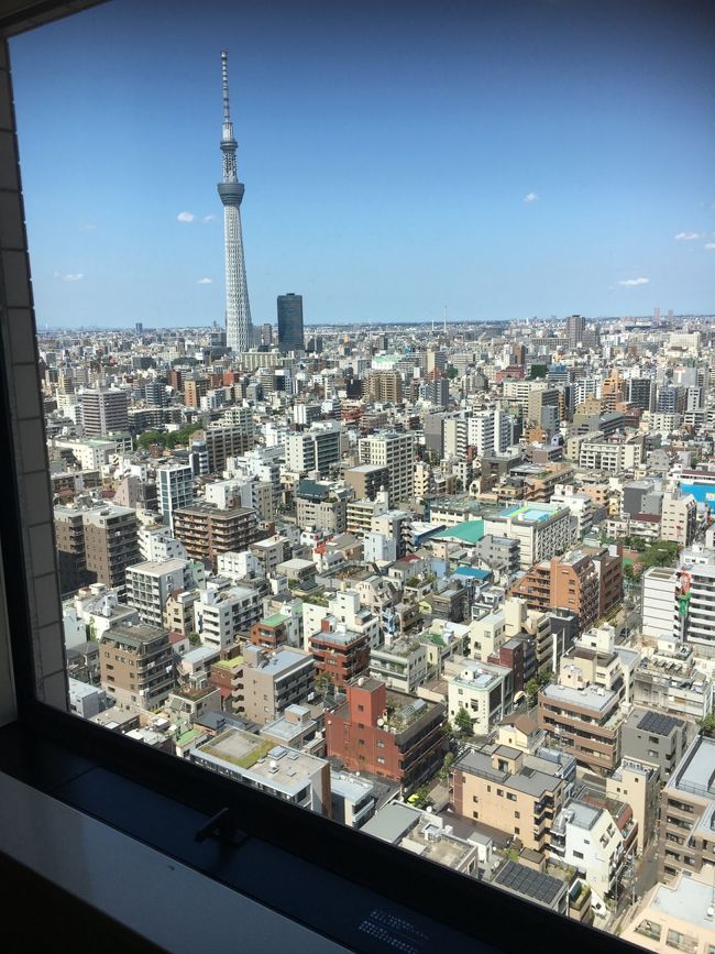 宿泊前にスカイツリーが見える高層階を希望していたら、<br />最上階のお部屋をアサインしてくれました。<br /><br />ドアを開けたら、スカイツリーが見れてテンション上がる～★