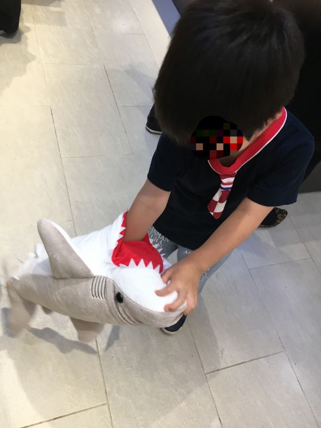 水族館を出たら、ＳＨＯＰへつながっています。<br /><br />売り物のサメのぬいぐるみに手を入れて<br />「噛まれた～」と見せる3歳児★<br /><br />規模は小さいけれど、展示の仕方など工夫していて、面白かったです。
