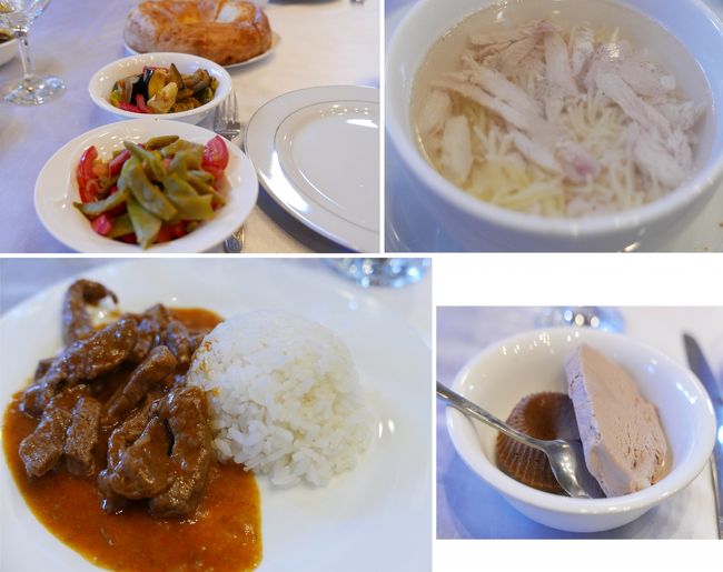 メイン料理はビーフストロガノフ。