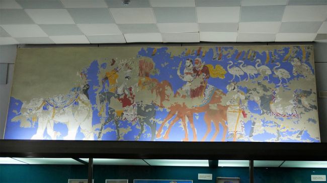 アフラシャブ考古博物館にあった「ソグド人のフレスコ画」の複製。